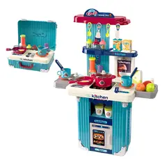 GENERICO - Juguete Convertible 3 en 1 Maletín Estacion de Cocina Azul