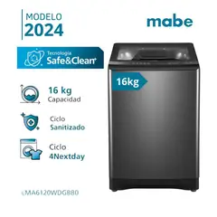 MABE - Lavadora Automática 16 Kg Diamond Gray - LMA6120WDGBB0