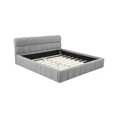 MUEBLES MACRUMO - Cama tapizada Estofa - 2plz Gris claro
