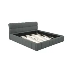 MUEBLES MACRUMO - Cama tapizada Estofa - 2plz Gris Oscuro