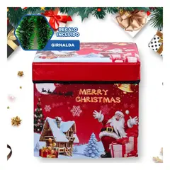 RYBIU IMPORT - Cubo Organizador Ciudad Papa Noel para Sala Y+Guirnalda Nav