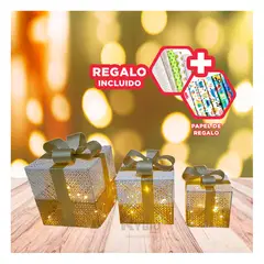 SKYBLOO - Caja de Regalo con Lazo Rojo Dorado Blanco Y+Papel de Regalo