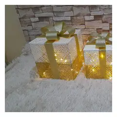 SKYBLOO - Caja con Lazo Moderno de Regalo en Dorado Y+Ligas de Regalo