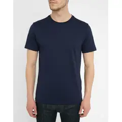 GENERICO - Polo 100% Algodón Manga Corta Hombre Azul Cuello Redondo