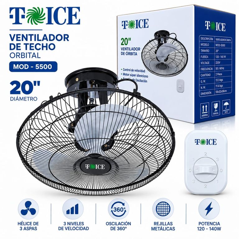 Ventilador techo orbital T-ICE 20 pulgadas