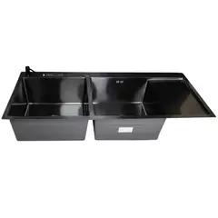 FRATELLI - LAVADERO DE COCINA 2 POZA CON ALETA C/ PORTA CUCHILLO NEGRO