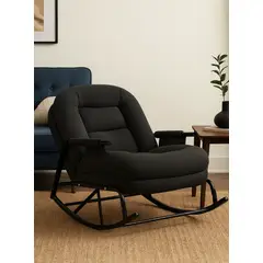 GENERICO - SILLA SILLÓN MECEDORA SOFÁ RECLINABLE PLEGABLE SALA TERRAZA JARDÍN NEGRO