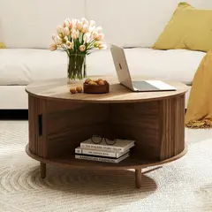 ELEMENT DESIGN - Mesa de Centro de Sala Modernas Marrón 80x45cm Redonda MDF Living