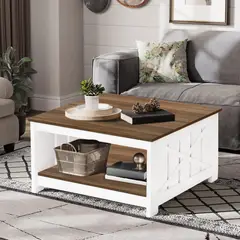 ELEMENT DESIGN - Mesa de Centro para Sala Minimalistas MDF Rectangular 80x80x46cm