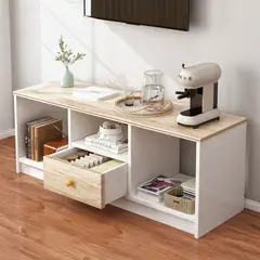 ROHE - Mesa de TV Blanco 90x40x30 cm con Cajones MDF Televisor Moderno​​