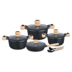 VALESKA - Juego de Ollas de Roca Volcánica VL-LILY8 Negro