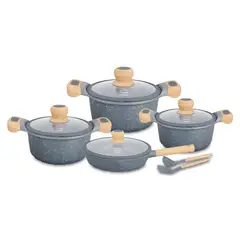 VALESKA - Juego de Ollas de Roca Volcánica VL-LILY8 Gris