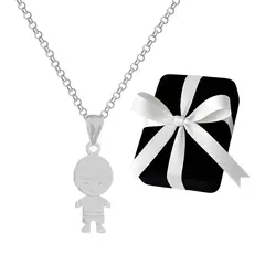GENERICO - Collar Dije Niño Plata 925 Regalo Papá Mamá Navidad