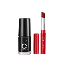 ESIKA - SET DUO ESMALTE NEGRO OSADO LABIAL COLORFIX