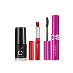 ESIKA - SET TRIO ESMALTE NEGRO OSADO LABIAL COLORFIX MASCARA PESTAÑAS