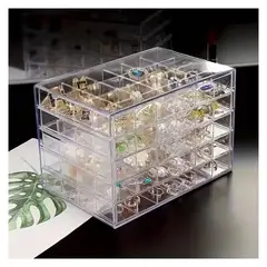 GENERICO - Organizador Acrílico de 5 Niveles con 120 Cuadros para aretes anillos Uñas Bisutería y Manualidades