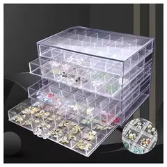 GENERICO - Organizador Acrílico de 5 Niveles con 120 Cuadros para aretes anillos Uñas Bisutería y Manualidades