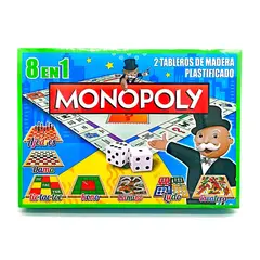 GENERICO - MONOPOLIO 8 EN 1(AJEDREZ-DAMA-LUDO-ESCALERA-TIC TAC TOC-KONO-CAMINO)