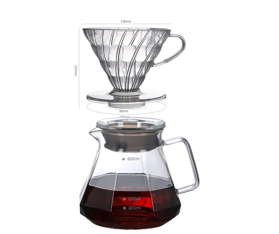 KIT dripper v60 + jarra de café 600ml GRATIS filtro de papel