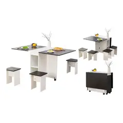 ANYHOGAR - Comedor Plegable Con 4 Pisos Resistente Color Beigenegro