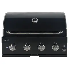 HIGRILL - Parrilla A Gas 4 Quemadores para Empotrar de Acero Inox Negro con Gril y Plancha de Hierro Fundido