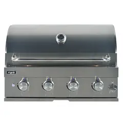 HIGRILL - Parrilla A Gas 4 Quemadores para Empotrar de Acero Inox con Gril y Plancha de Hierro Fundido