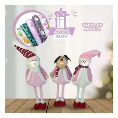 GENERICO - Patilarga Muñeco de Nieve en Rosado Y+Papel de Regalo