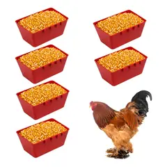 GENERICO - PACK X6 COMEDERO BEBEDERO ROJO PARA AVE GRANDE PARA POLLO