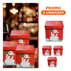 GENERICO - Pack4 Adorno Portatil Dia Navideño de Regalos en Rojo