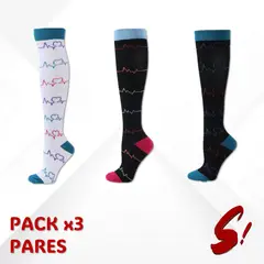 GENERICO - Pack 3 Pares Medias de Compresión 20-30mmhg anti varices - EKG1