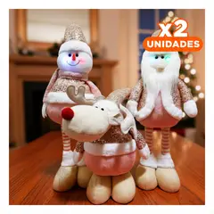 SKYBLOO - Pack2 Muñecos Navideños con Panza Rosado Y+Regalo Stickers