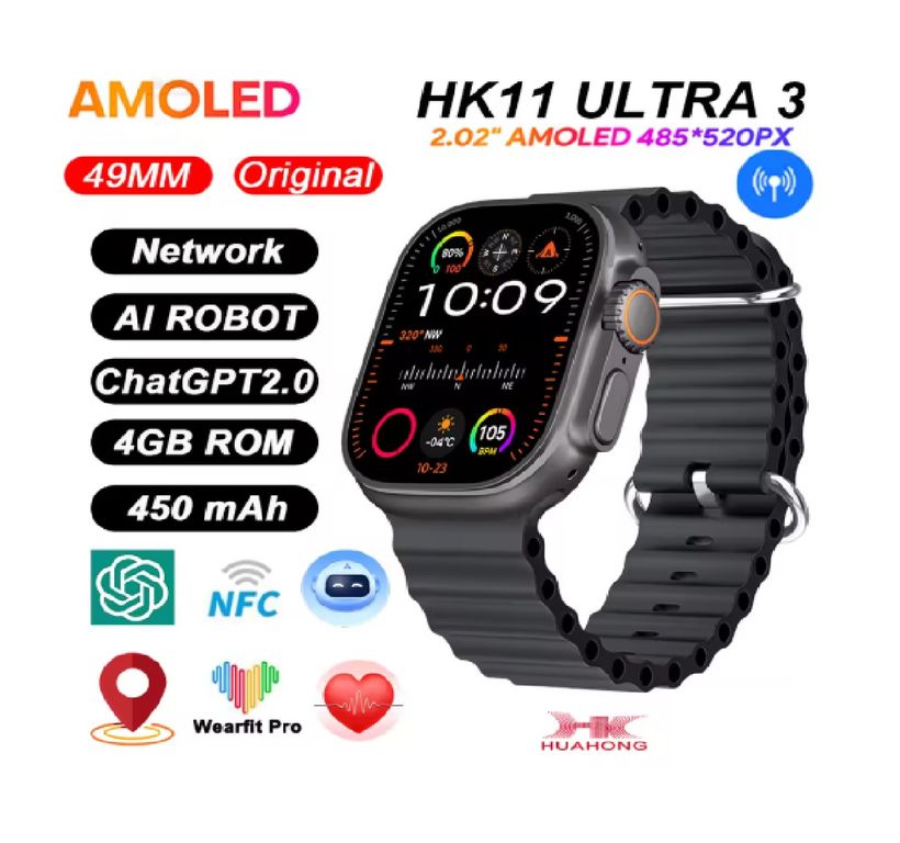 Smartwatch HK11 ULTRA 3 Negro pantalla Amoled
