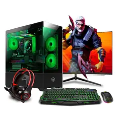 RYZEN - Pc Gamer AMD 7 7700X 16GB 500GB RTX5050 8GB 24"Mipclista GREEN COMPUTADORA