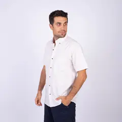 PIERRE CARDIN - CAMISA MC COLOR ENTERO ETQ AZUL PC-62636CAA