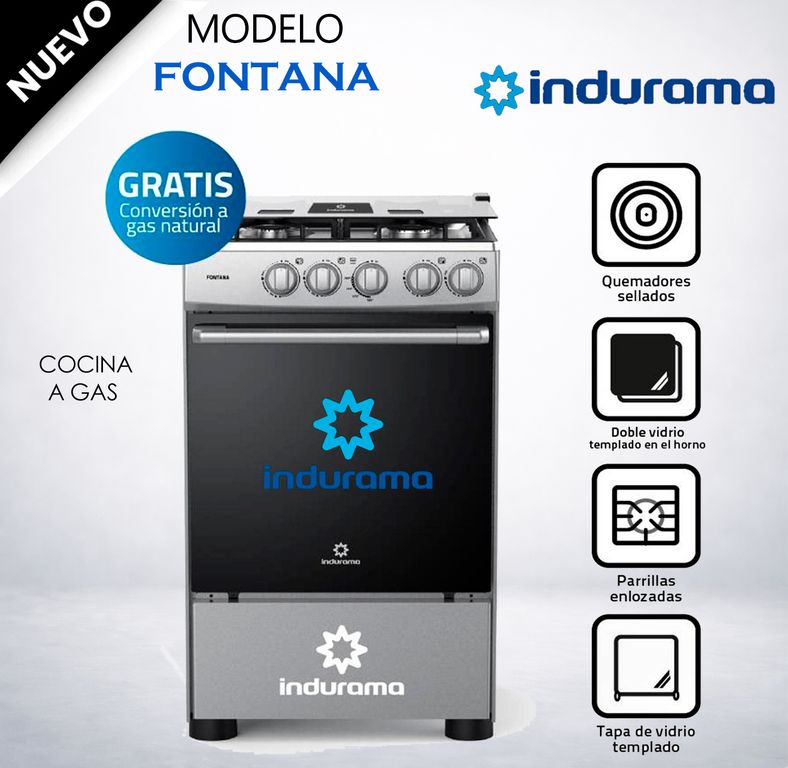 Cocina a Gas Fontana de 4 Hornillas - Gris