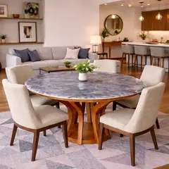 NOEL - Mesa de Comedor de Mármol Zafiro Night Redonda 90cm Deco