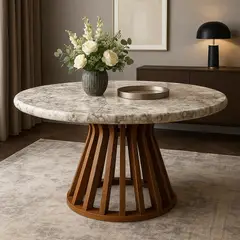 NOEL - Mesa de Comedor de Mármol Thales Redonda 100cm Deco