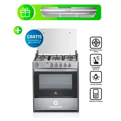 INDURAMA - Combo cocina Cantabria 5 Hornillas Croma + Campana extractora Electrolux 80cm