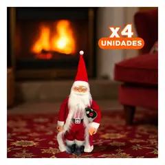 GENERICO - Pack4 Muñeco Grande de Navidad Rojo Blanco Y+Regalo Stickers
