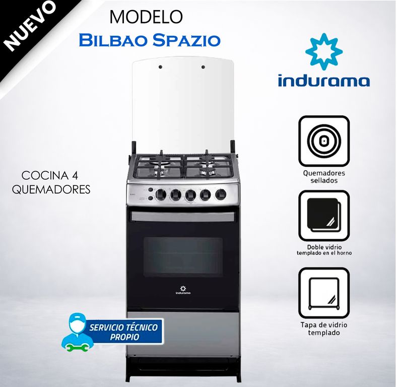 COCINA A GAS 4 HORNILLAS BILBAO SPAZIO Plus Croma