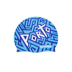PORTO - Gorro de Natacion Silicona Celeste con Diseño