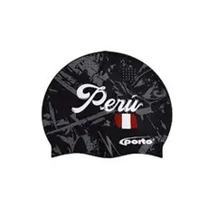 PORTO - Gorro de Natación Silicona Diseño Perú Negro
