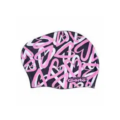 PORTO - Gorro De Natación Volumen Con Diseño Rosado Corazones