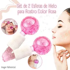 GENERICO - Rodillo Masajeador facial esferas Frias Ice Globes - Rosado
