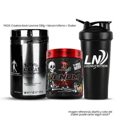 KEVIN LEVRONE - Creatina 500 G + Venom Inferno Pre entreno - Brazo 50 Limón + Shaker