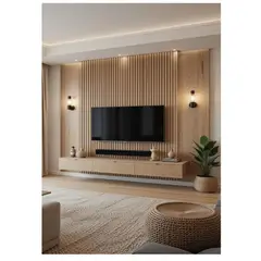 TU MESITA - Centro de Entretenimiento Flotante Misti con Wall Panel color Duna