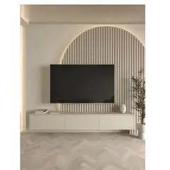 TU MESITA - Mesa de TV Flotante con Panel Yusef color Almendra 3 puertas
