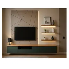 TU MESITA - Mesa de TV Flotante Ramuk color NegroPanela 3 puertas 1 cajón