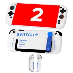 VARIOS - Case para Nintendo Switch 2 Blanco 5 Piezas Rígido con Sujetador, aq