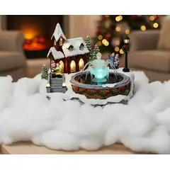 GENERICO - Villa navideña de iglesia con pileta de agua 24 cm